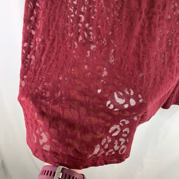 New Lane Bryant Blouse Womens 18 20 Red Semi Sheer Long Sleeve Vneck Lightweight - Picture 4 of 8